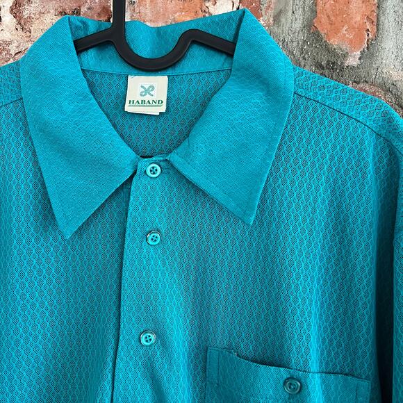 VTG Haband Men's Teal Sheer Short Sleeve Polo M 21x26 - Picture 1 of 7